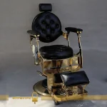 صندلی دالی سلطنتی چرم مشکی بدنه طلایی