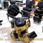 صندلی پدالی دالی سلطنتی چرم مشکی بدنه طلایی