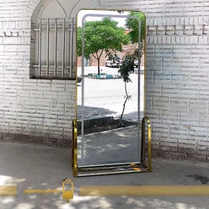 آینه مستطیلی دسته دار طلایی
