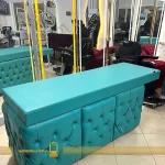 تخت مستطیلی چرم آبی رویال